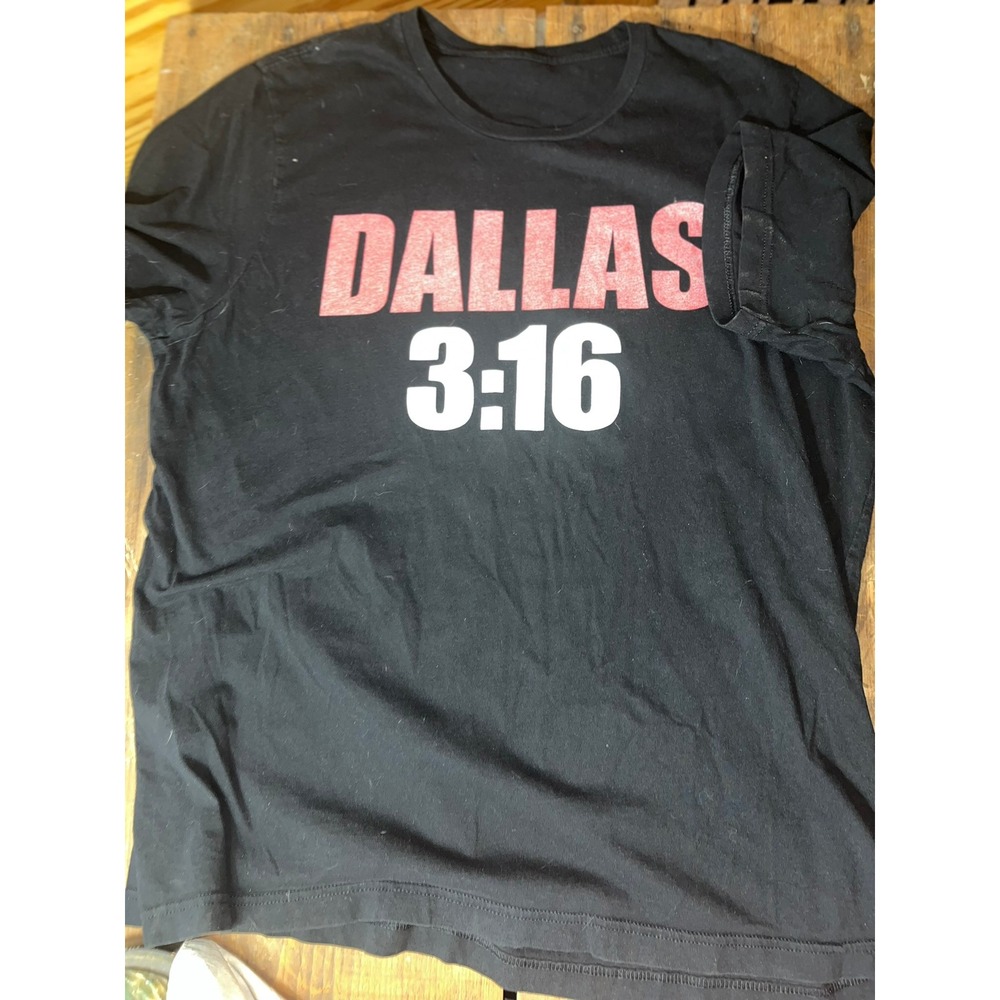 Dallas 3:16 Graphic T-Shirt Mens Black Short‎ Sleeve Crew Neck Tee XL